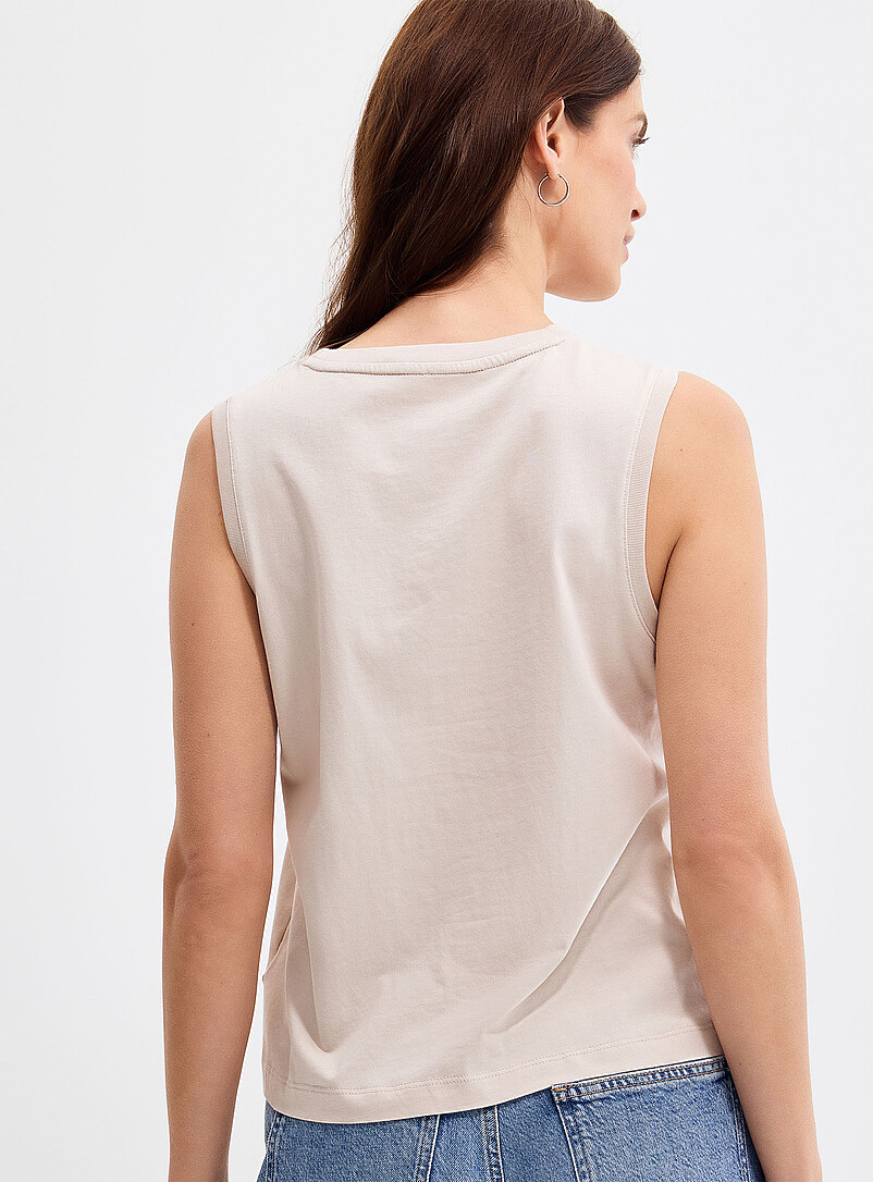 Contemporaine: La camisole col rond pur coton bio Blanc pour femme