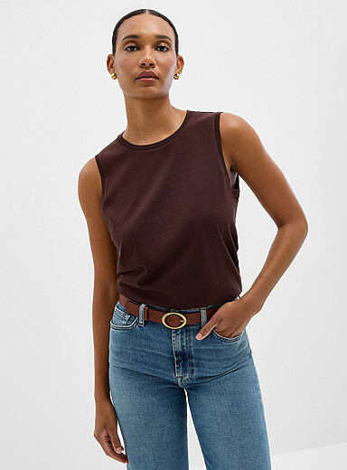 Contemporaine: La camisole col rond pur coton bio Brun pour femme