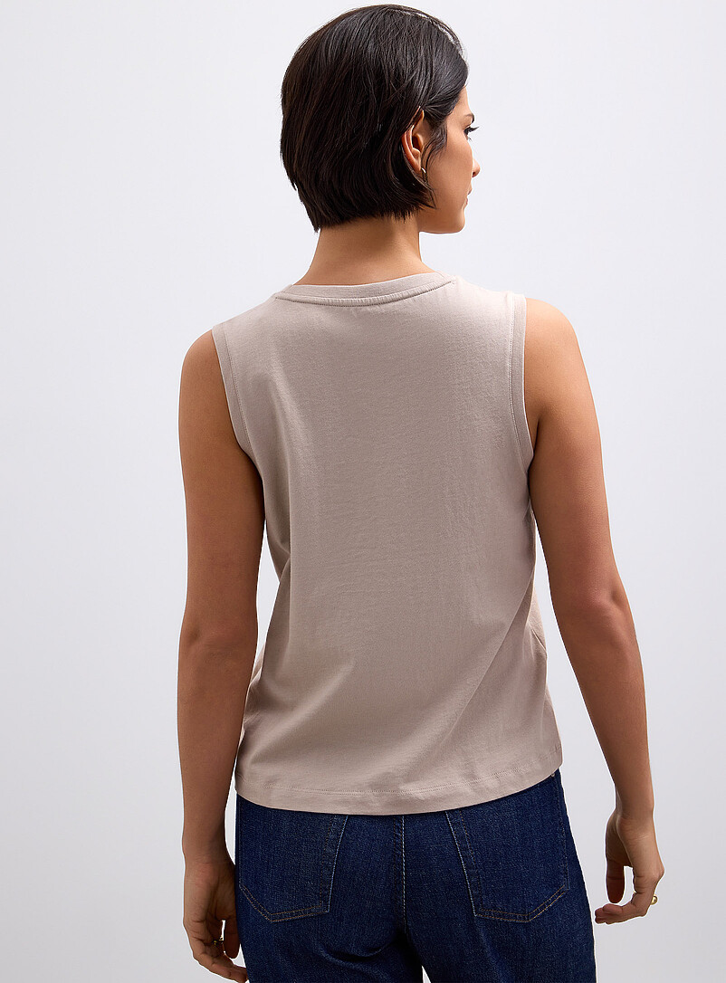 Contemporaine: La camisole col rond pur coton bio Blanc pour femme