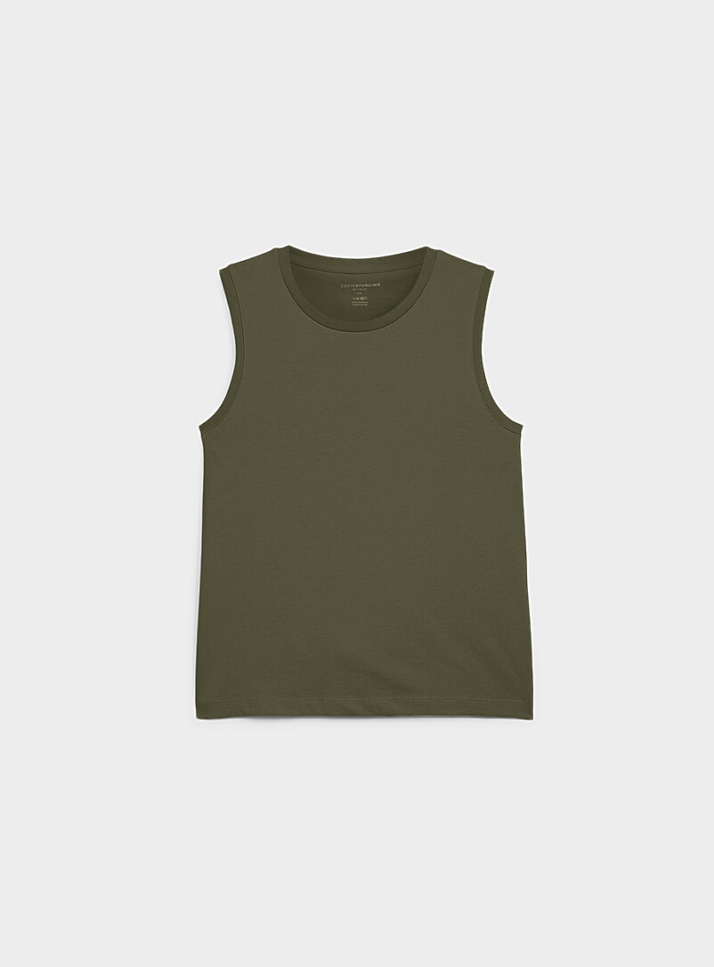 Contemporaine: La camisole col rond pur coton bio Blanc pour femme