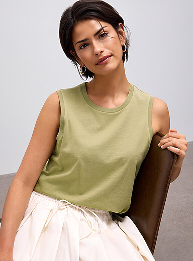 Contemporaine: La camisole col rond pur coton bio Blanc pour femme