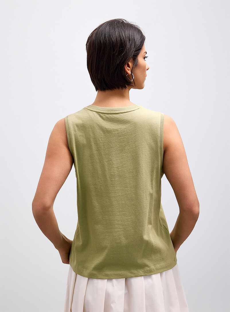 Contemporaine White Pure organic cotton crew-neck tank for women