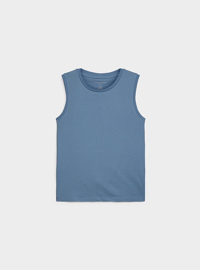 Contemporaine: La camisole col rond pur coton bio Blanc pour femme