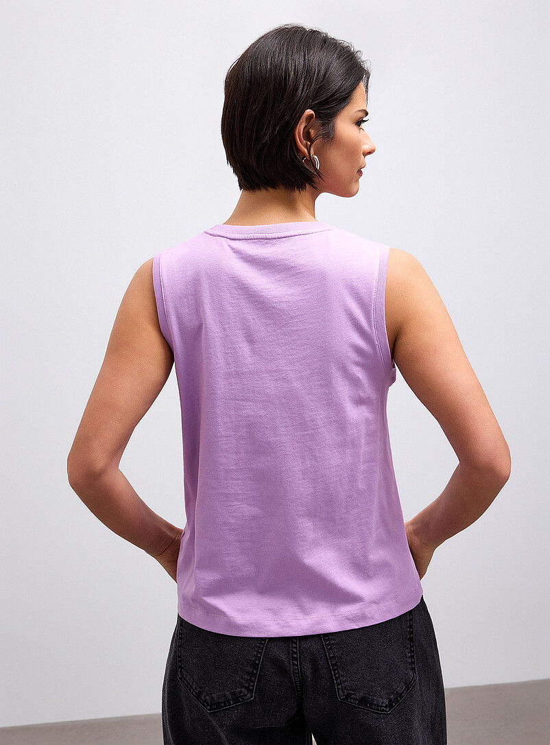 Contemporaine: La camisole col rond pur coton bio Blanc pour femme