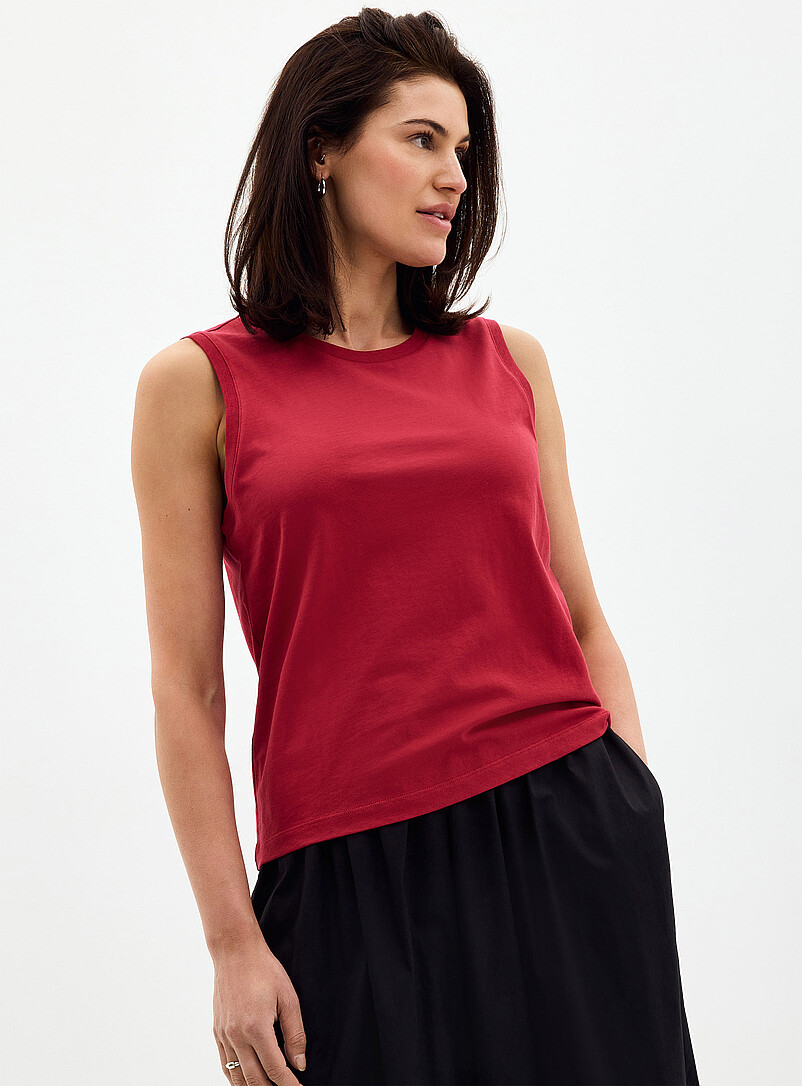 Contemporaine: La camisole col rond pur coton bio Blanc pour femme