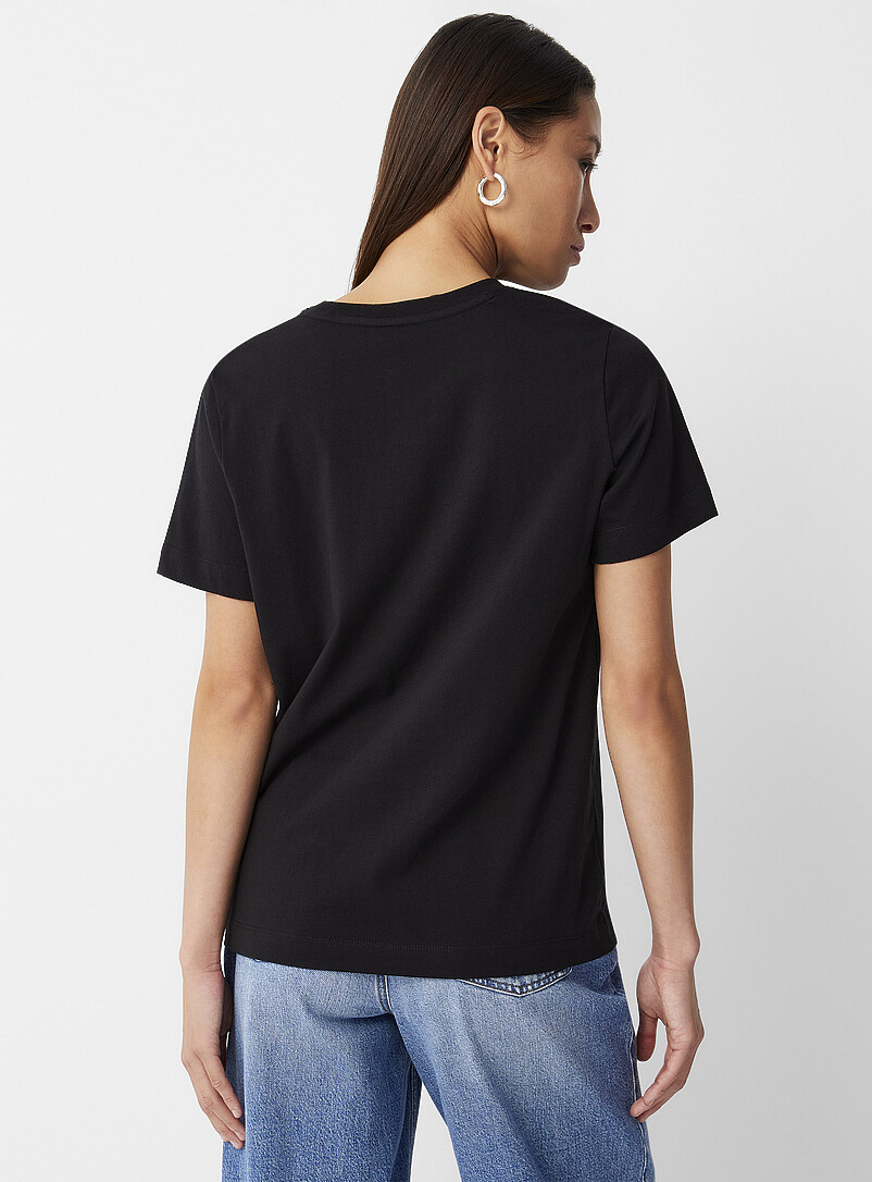 Contemporaine Black Solid organic cotton T-shirt for women