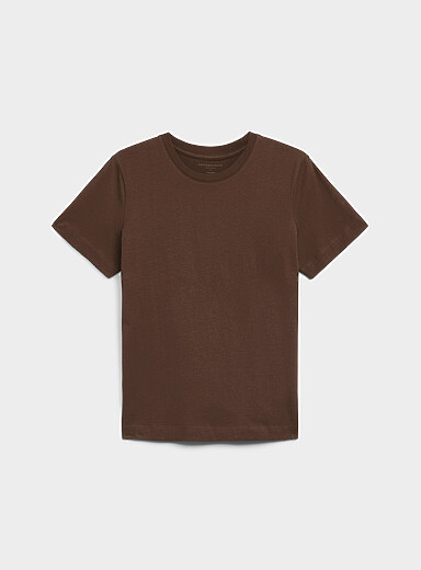 Contemporaine: Le t-shirt uni coton bio Brun noisette pour femme