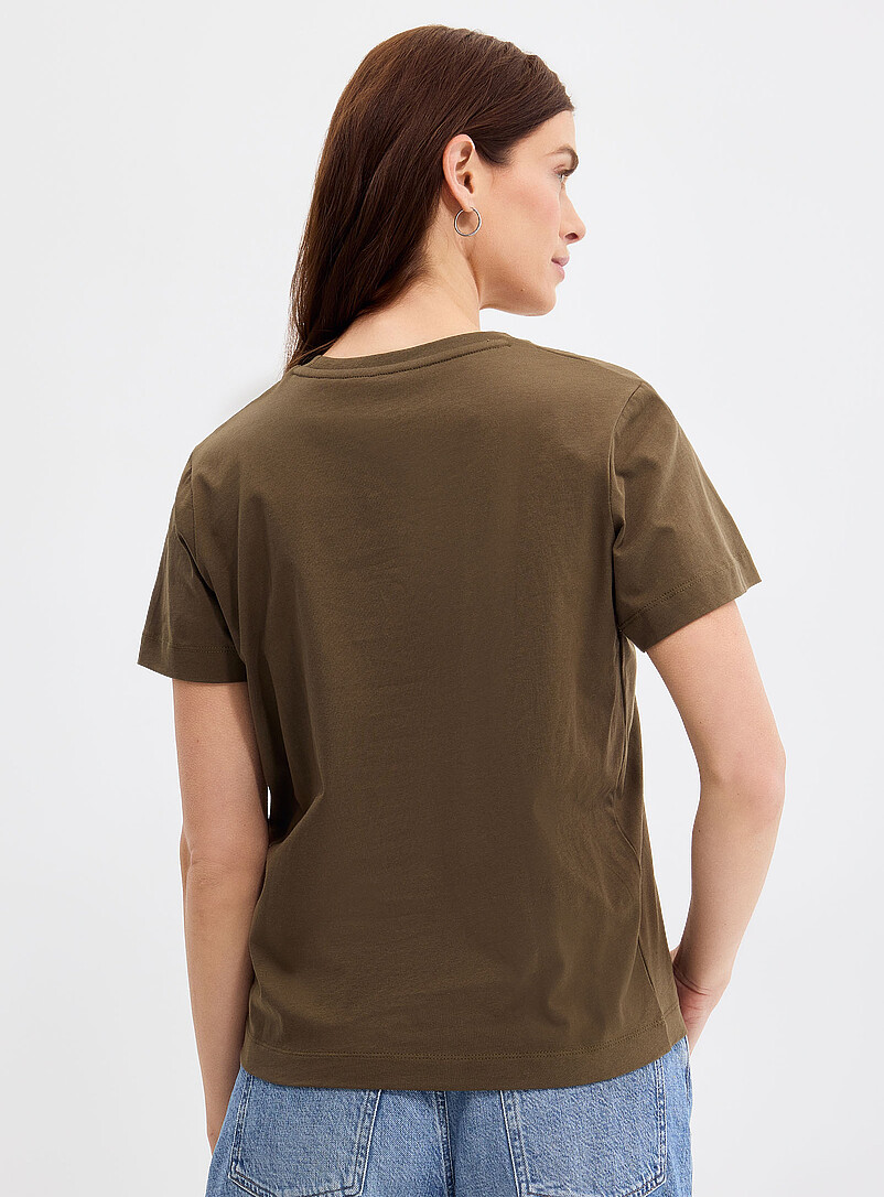 Contemporaine: Le t-shirt uni coton bio Ivoire - Beige cr&egrave;me pour femme