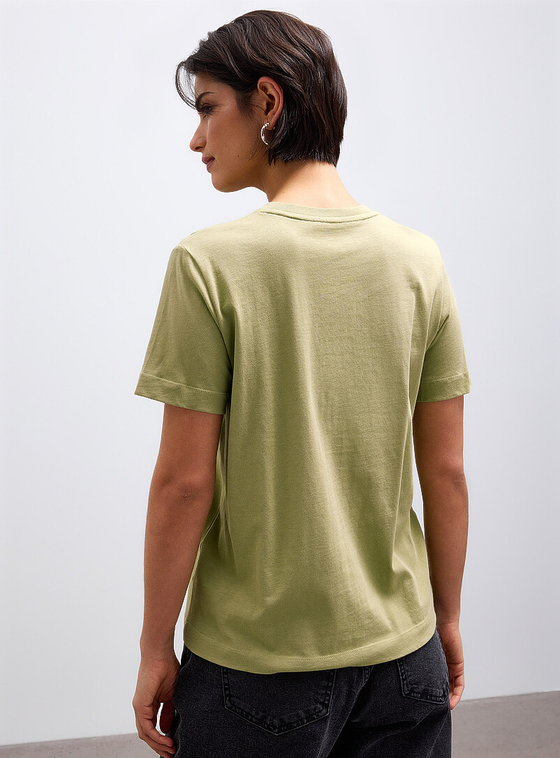 Contemporaine: Le t-shirt uni coton bio Ivoire - Beige cr&egrave;me pour femme