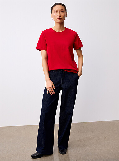 Contemporaine: Le t-shirt uni coton bio Rouge pour femme
