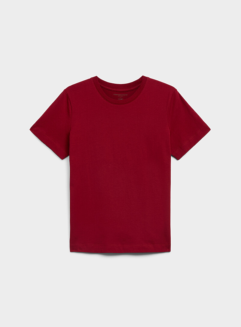 Contemporaine: Le t-shirt uni coton bio Ivoire - Beige cr&egrave;me pour femme