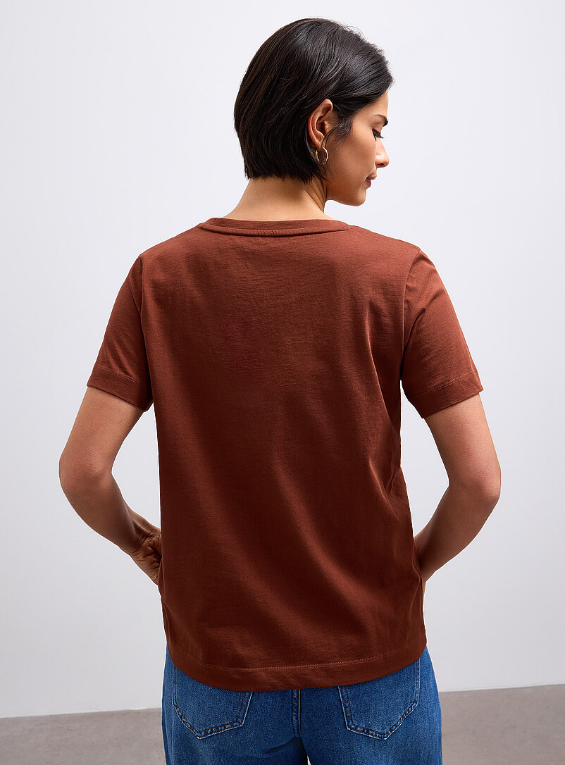 Contemporaine: Le t-shirt col V pur coton bio Blanc pour femme