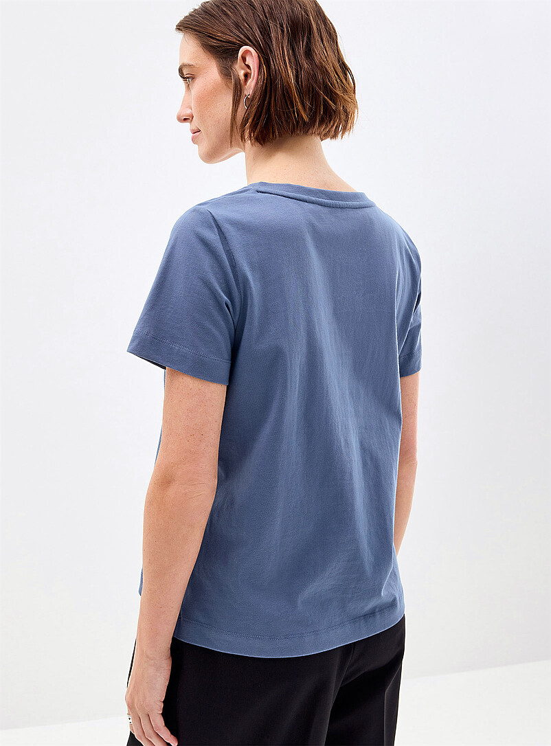 Contemporaine: Le t-shirt col V pur coton bio Blanc pour femme