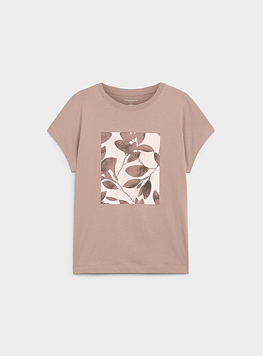 Printed 100% organic cotton cap-sleeve T-shirt