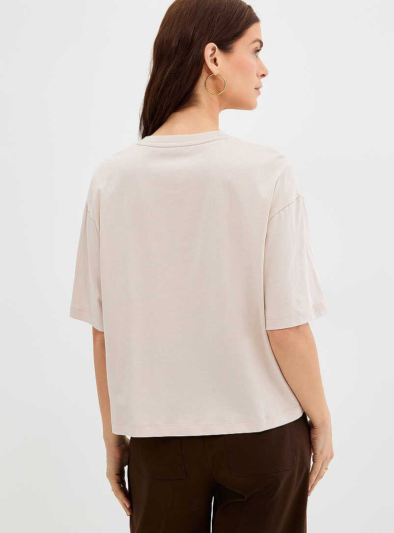 Contemporaine: Le t-shirt carr&eacute; uni coton bio Ocre jaune pour femme