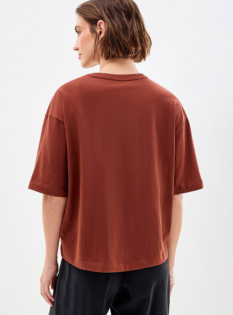 Contemporaine White Solid boxy-fit organic cotton T-shirt for women
