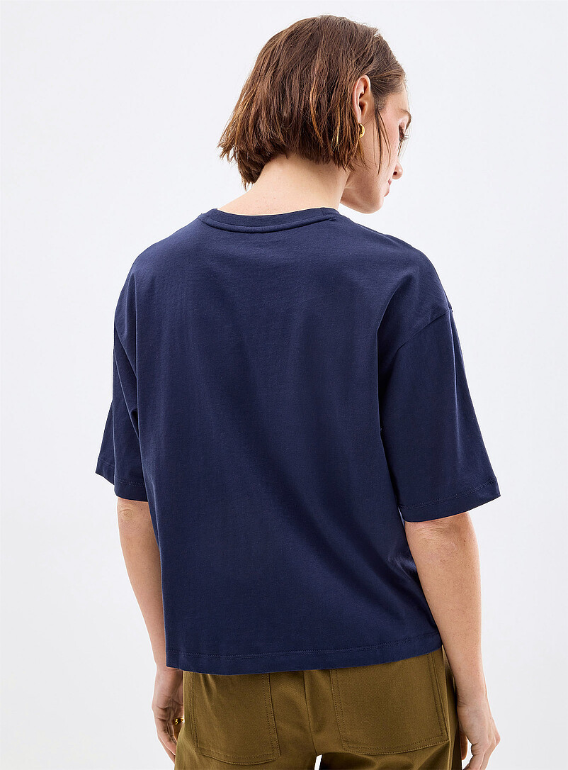 Contemporaine: Le t-shirt carr&eacute; uni coton bio Ocre jaune pour femme