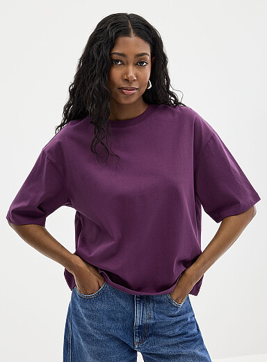 Contemporaine: Le t-shirt carr&eacute; uni coton bio Noir pour femme