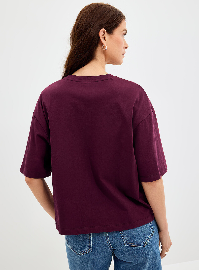 Contemporaine White Solid boxy-fit organic cotton T-shirt for women