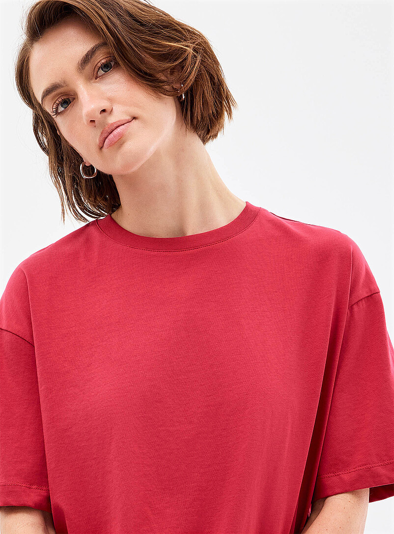 Contemporaine: Le t-shirt carr&eacute; uni coton bio Ocre jaune pour femme
