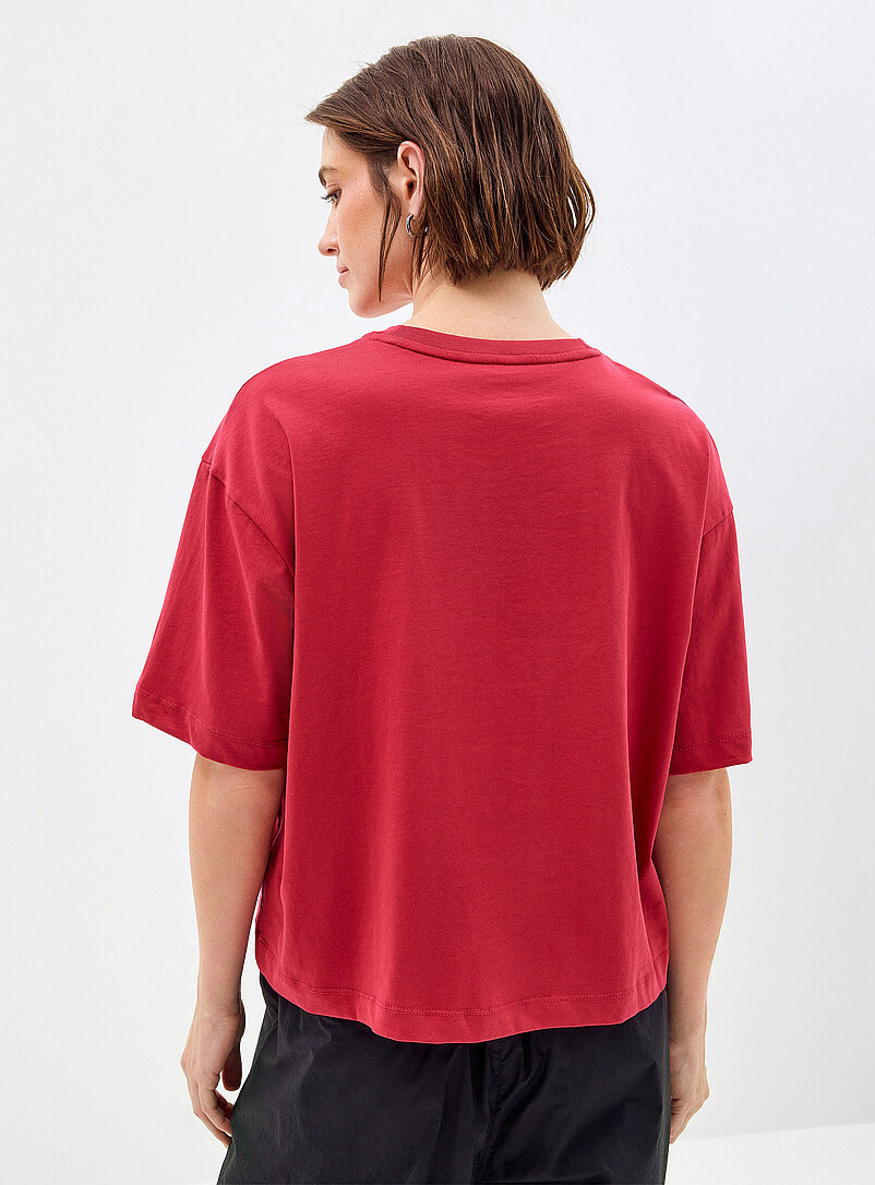 Contemporaine: Le t-shirt carr&eacute; uni coton bio Ocre jaune pour femme