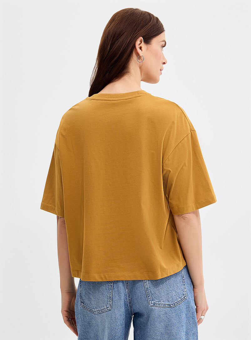 Contemporaine White Solid boxy-fit organic cotton T-shirt for women