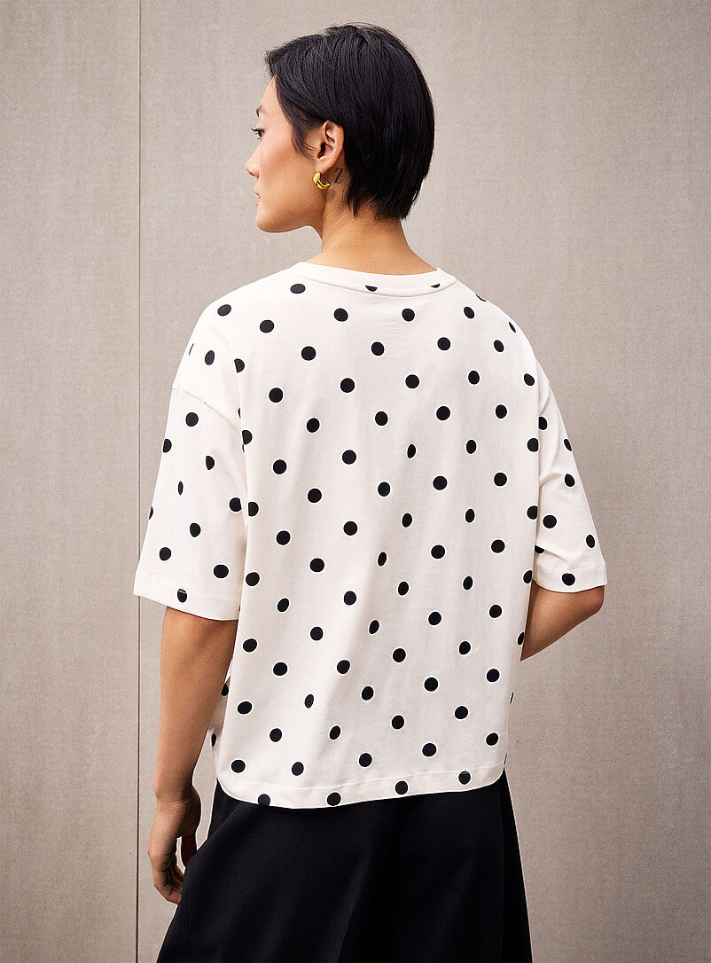 Contemporaine: Le t-shirt carr&eacute; &agrave; motif coton bio Pourpre &agrave; motifs pour femme