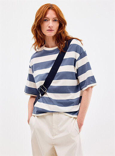 Contemporaine Patterned White Organic cotton pattern boxy T-shirt for women