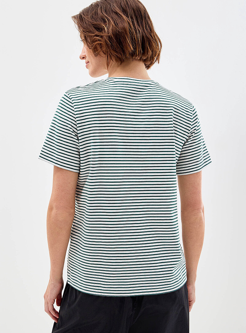 Contemporaine Patterned Brown Organic cotton striped T-shirt for women