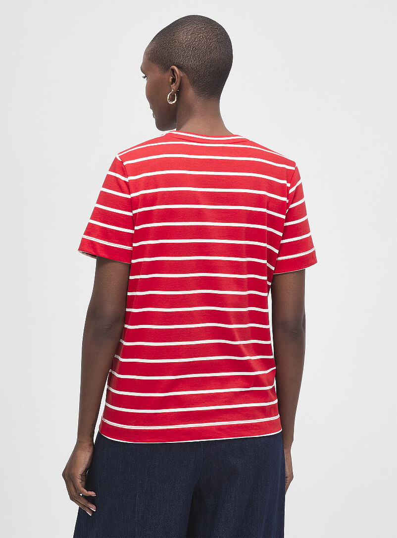 Contemporaine Patterned Brown Organic cotton striped T-shirt for women