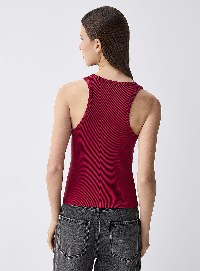 Twik Off White Ribbed scoop-neck cami for women