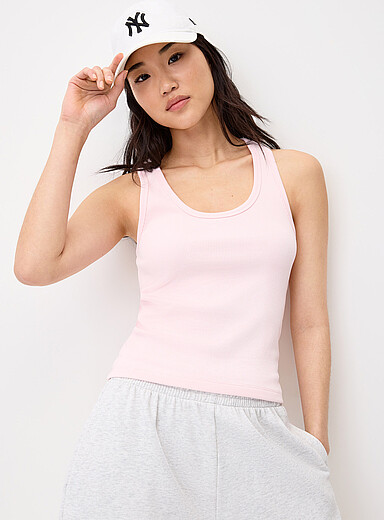 Ribbed scoop-neck cami