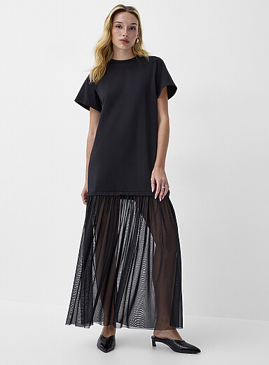 La longue robe t-shirt bimatière | Icône | Robes longues et Robes maxi ...