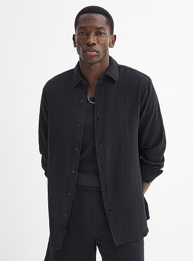 Crinkled cotton shirt <b>Comfort fit</b>