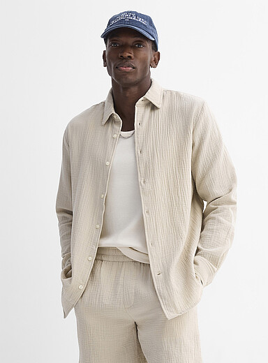 Crinkled cotton shirt <b>Comfort fit</b>