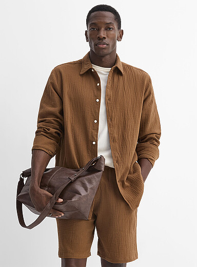 La chemise coton froiss&eacute; <b>Coupe confort</b>
