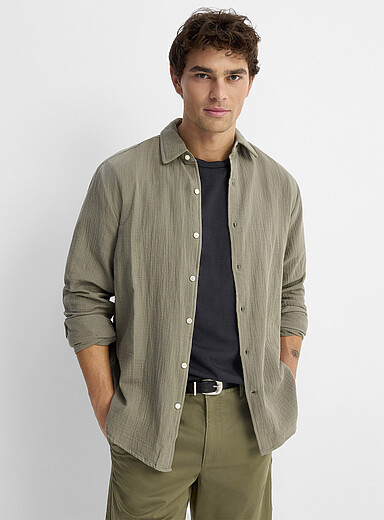 La chemise coton froiss&eacute; <b>Coupe confort</b>