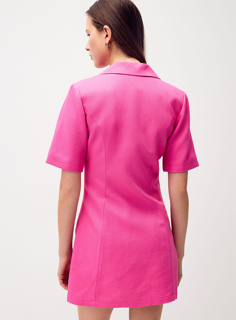 Twik Pink Shoulder pad jacket minidress for women