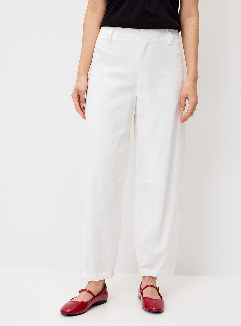 Twik Taupe Linen-blend barrel-leg dress pant for women