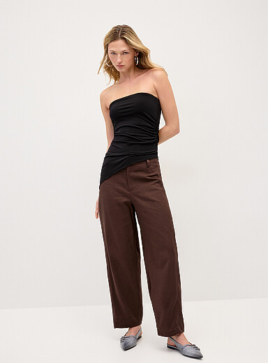 Le pantalon habill&eacute; ballon lin m&eacute;lang&eacute;