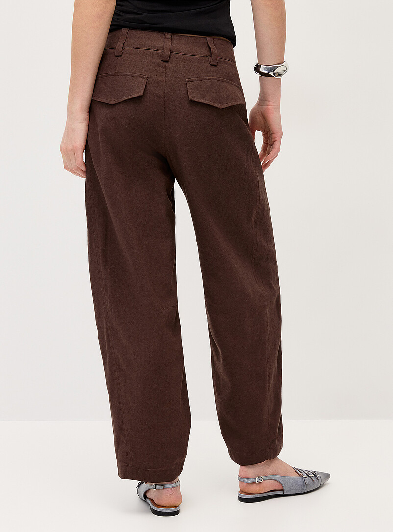 Twik: Le pantalon habill&eacute; ballon lin m&eacute;lang&eacute; Taupe pour femme