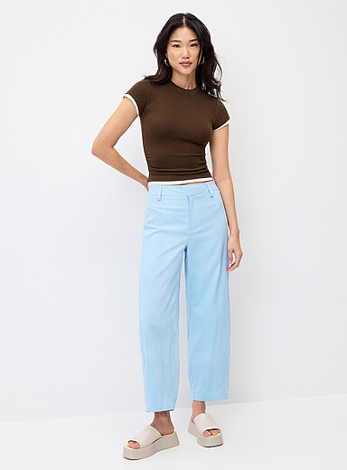 Le pantalon habill&eacute; ballon lin m&eacute;lang&eacute;
