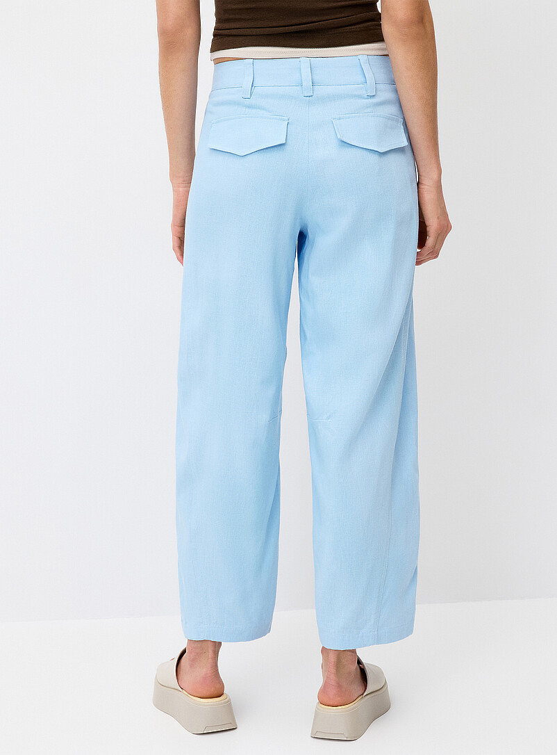 Twik Taupe Linen-blend barrel-leg dress pant for women