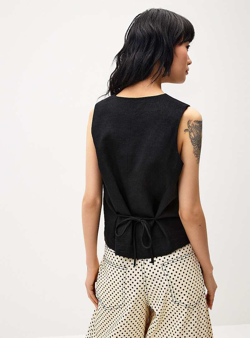 Twik White Supple viscose-linen blend vest for women