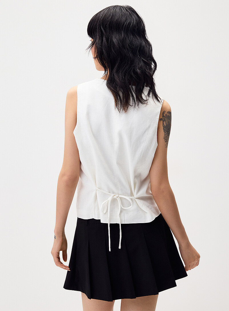 Twik: Le gilet souple viscose et lin Noir pour femme