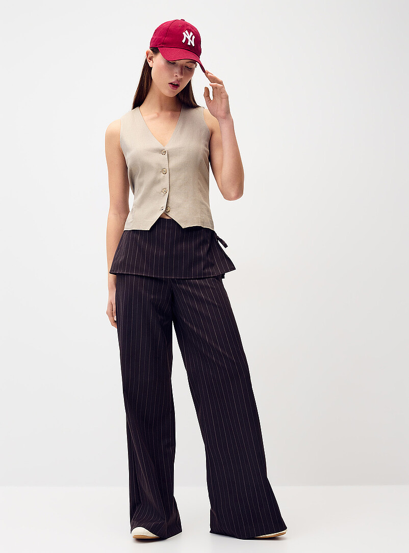 Twik: Le gilet souple viscose et lin Noir pour femme