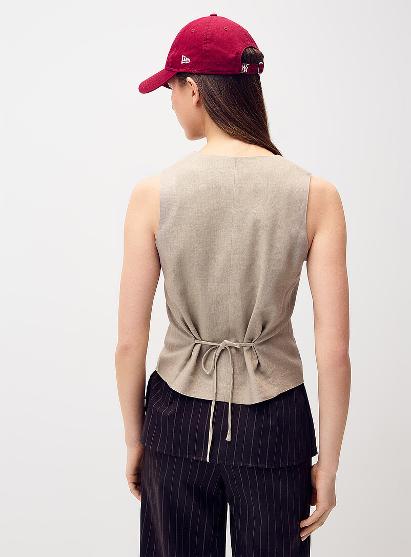 Twik: Le gilet souple viscose et lin Noir pour femme