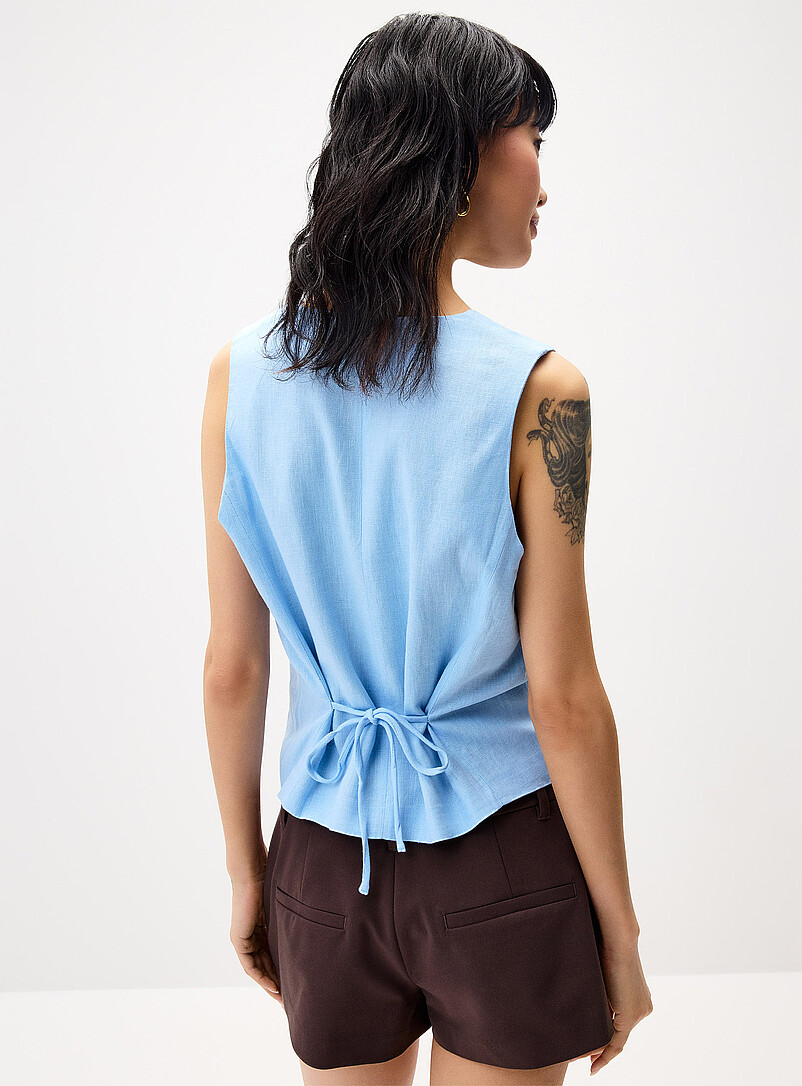 Twik: Le gilet souple viscose et lin Noir pour femme