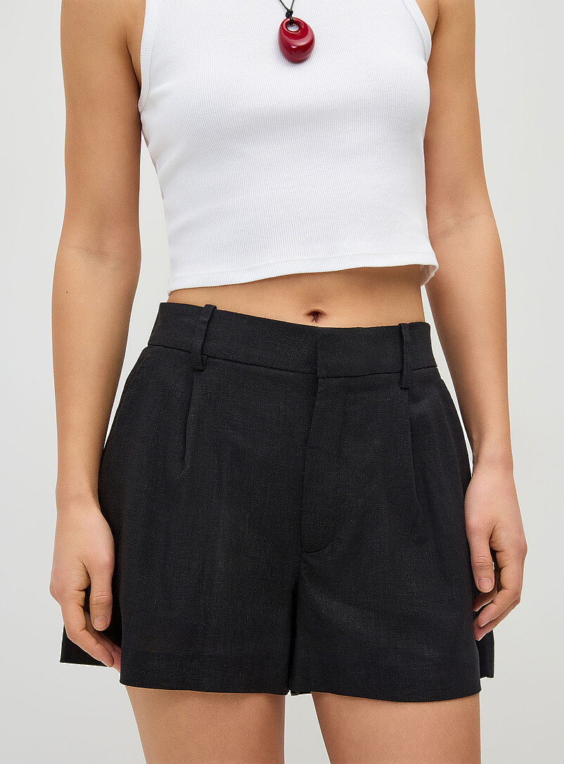 Twik White Linen-blend dress mini short for women
