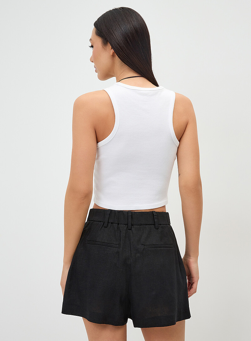 Twik: Le minishort habill&eacute; lin m&eacute;lang&eacute; Brun pour femme